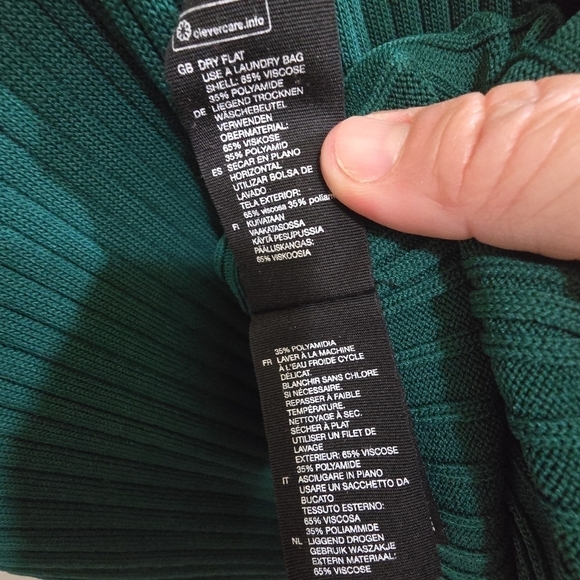 & Other Stories Green Fitted Rib Knit Midi Dress Puff Short Sleeve Medium Holida - Picture 8 of 8